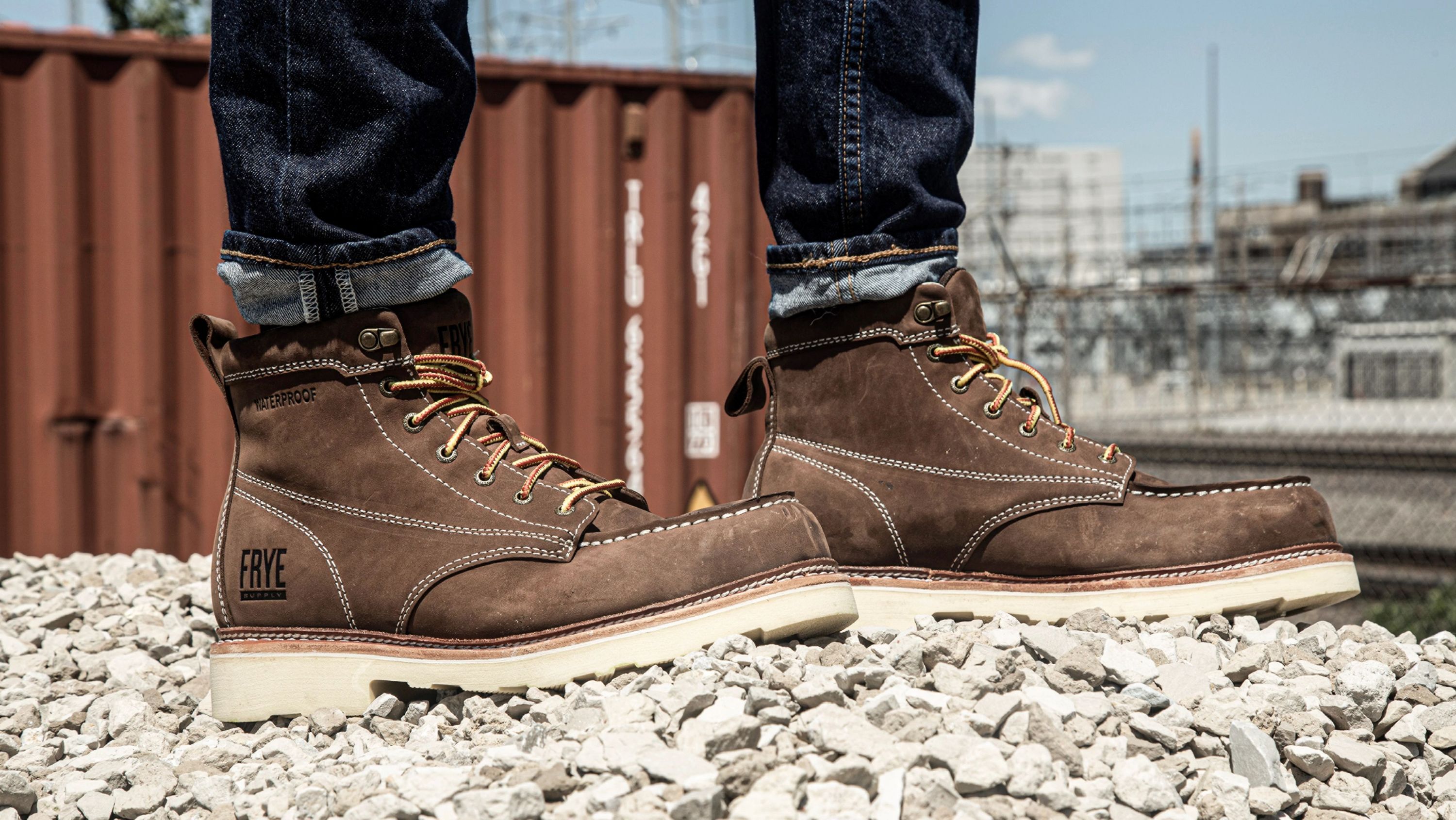 Leather boots on gravel