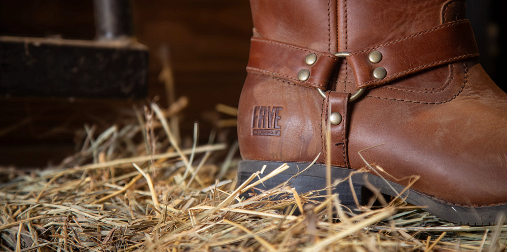Closeup of Frye Supply leather boots